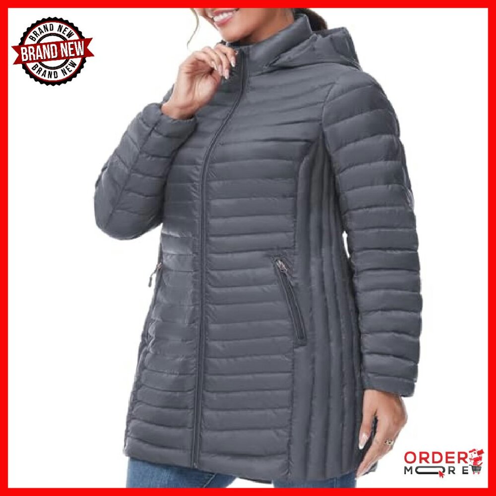 Plus Size Ultra Light Down Jacket Packable Puffer… - image 3